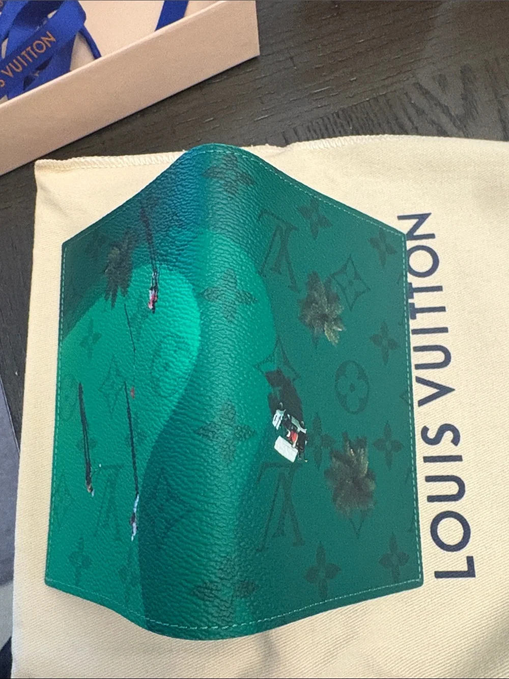 Louis Vuitton Teal Green Monogram Canvas Passport Cover